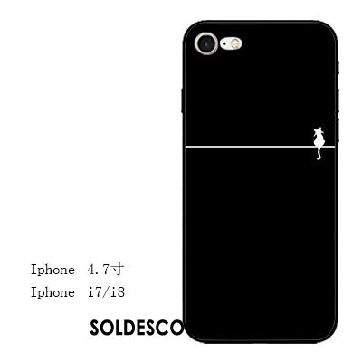 Coque iPhone 7 Tout Compris Gaufrage Fluide Doux Tendance Noir Pas Cher