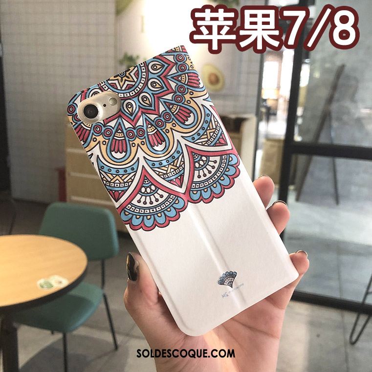 Coque iPhone 8 Floral Gaufrage Protection Étui Étui En Cuir Pas Cher