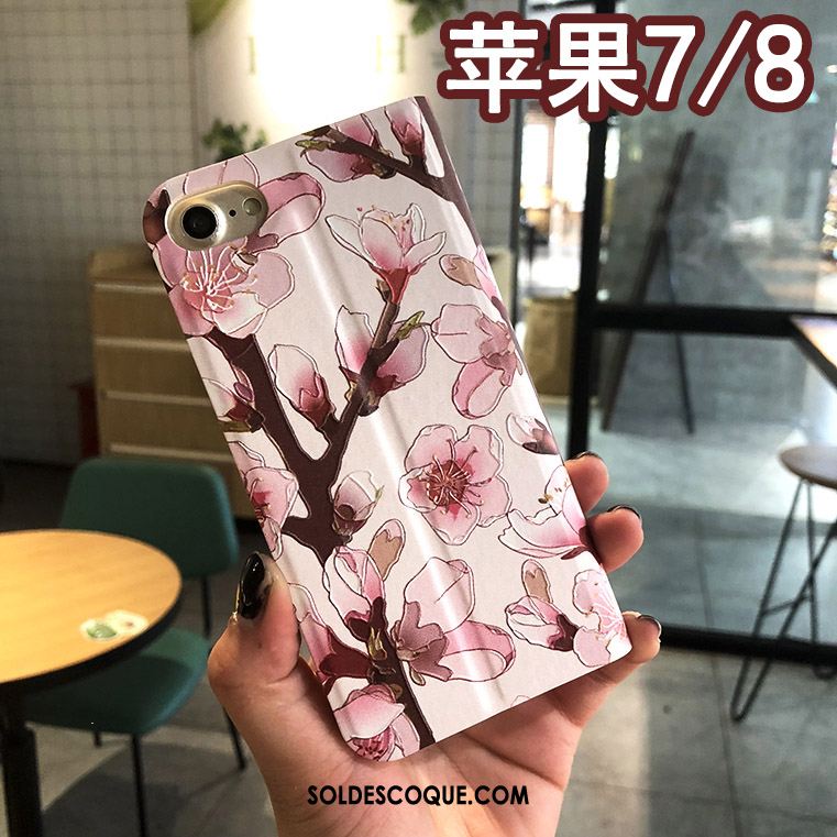 Coque iPhone 8 Floral Gaufrage Protection Étui Étui En Cuir Pas Cher