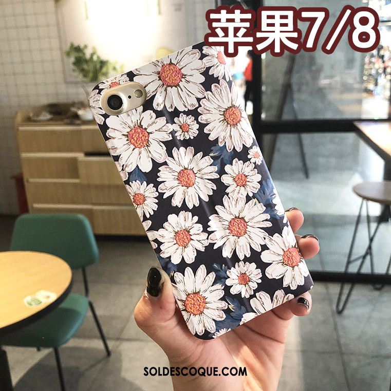 Coque iPhone 8 Floral Gaufrage Protection Étui Étui En Cuir Pas Cher