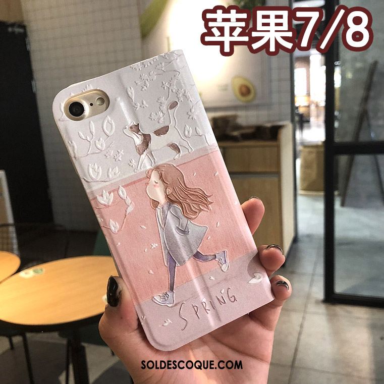 Coque iPhone 8 Floral Gaufrage Protection Étui Étui En Cuir Pas Cher