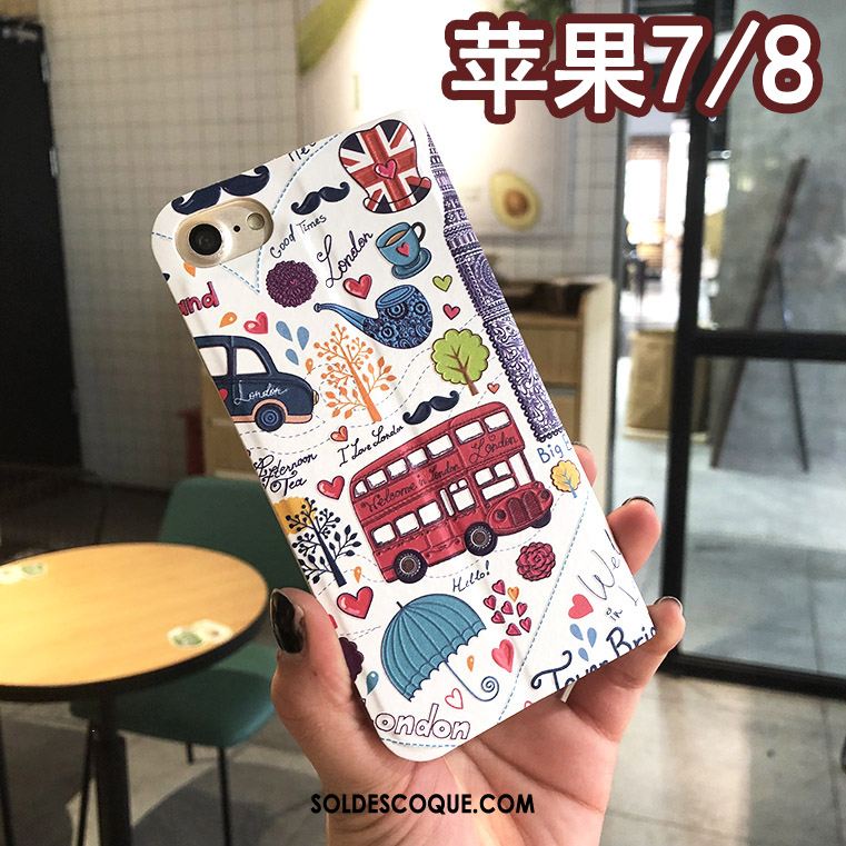 Coque iPhone 8 Floral Gaufrage Protection Étui Étui En Cuir Pas Cher