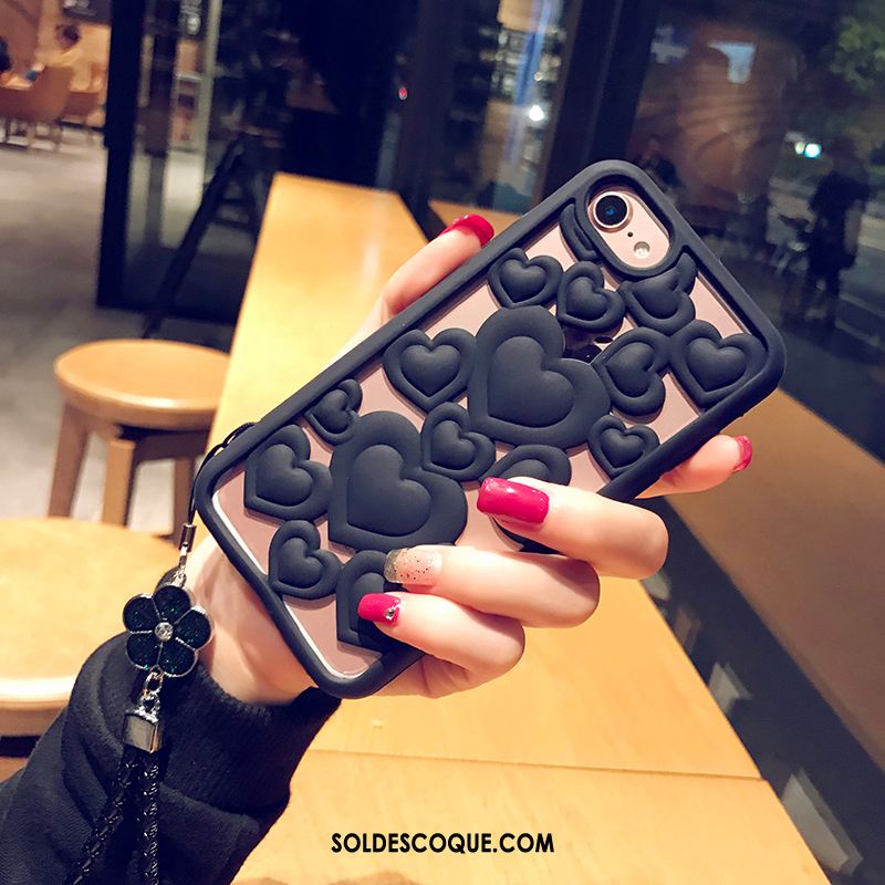 Coque iPhone 8 Fluide Doux Créatif Dimensionnel Noir Téléphone Portable Housse Pas Cher