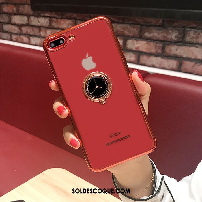 Coque iPhone 8 Incassable Or Rose Cou Suspendu Transparent Anneau Housse Pas Cher