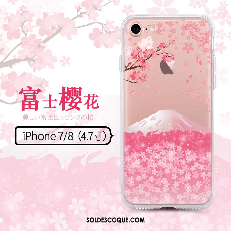 Coque iPhone 8 Incassable Rose Transparent Créatif Tendance En Vente