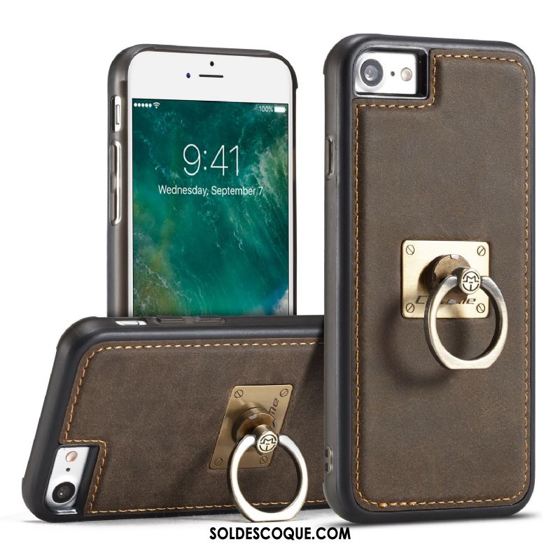 Coque iPhone 8 Marron Cuir Véritable Protection Étui En Cuir À Bord En Vente