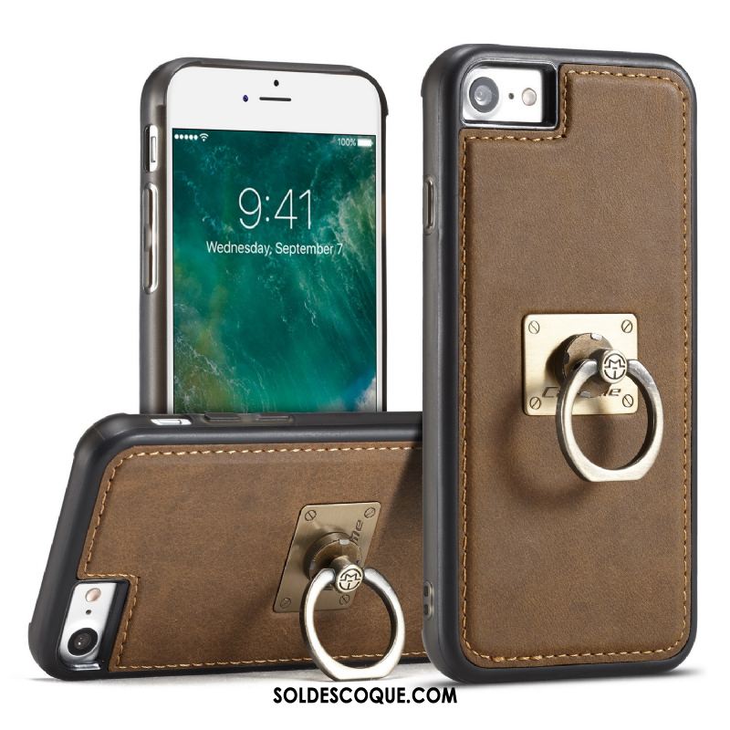 Coque iPhone 8 Marron Cuir Véritable Protection Étui En Cuir À Bord En Vente