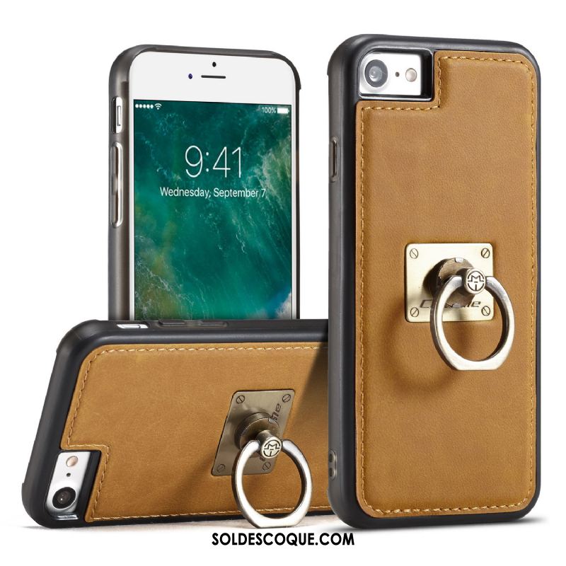 Coque iPhone 8 Marron Cuir Véritable Protection Étui En Cuir À Bord En Vente