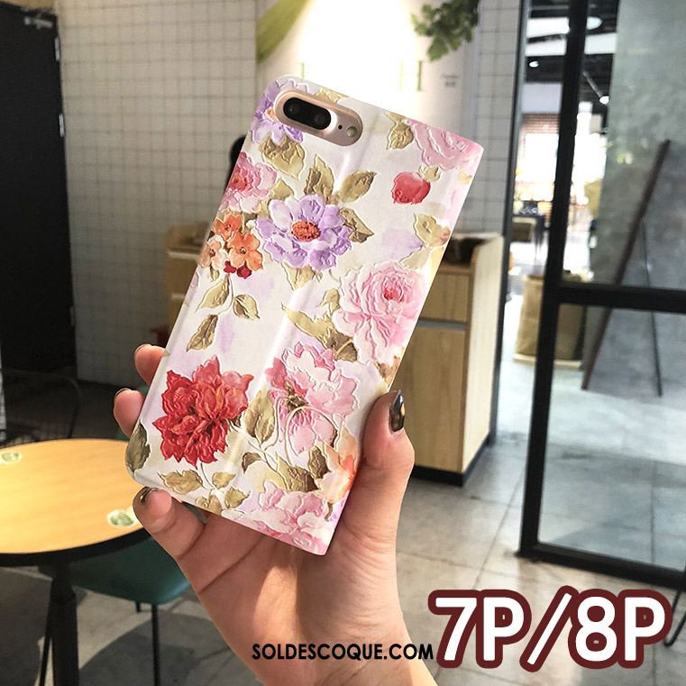 Coque iPhone 8 Plus Créatif Floral Protection Étui Téléphone Portable Housse En Vente