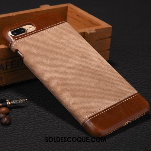 Coque iPhone 8 Plus Incassable Cuir Véritable Très Mince Étui En Cuir Protection En Vente