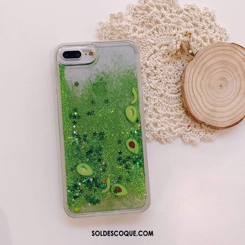 Coque iPhone 8 Plus Liquide Couler Vert Nouveau Téléphone Portable Soldes