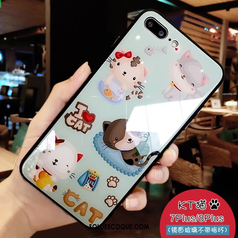 Coque iPhone 8 Plus Nouveau Dessin Animé Créatif Verre Bleu Soldes