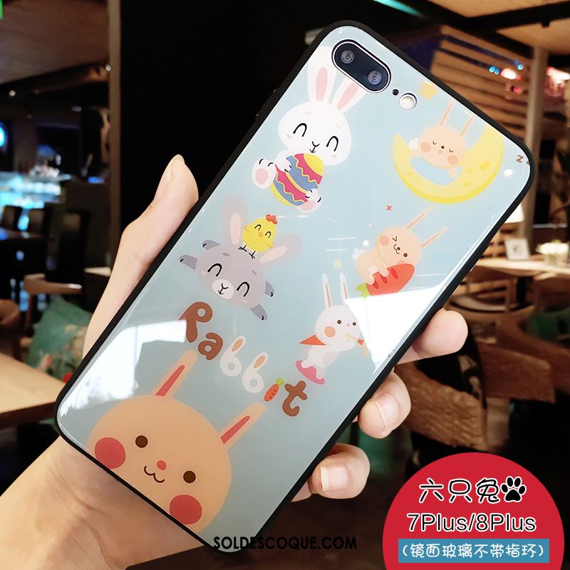 Coque iPhone 8 Plus Nouveau Dessin Animé Créatif Verre Bleu Soldes