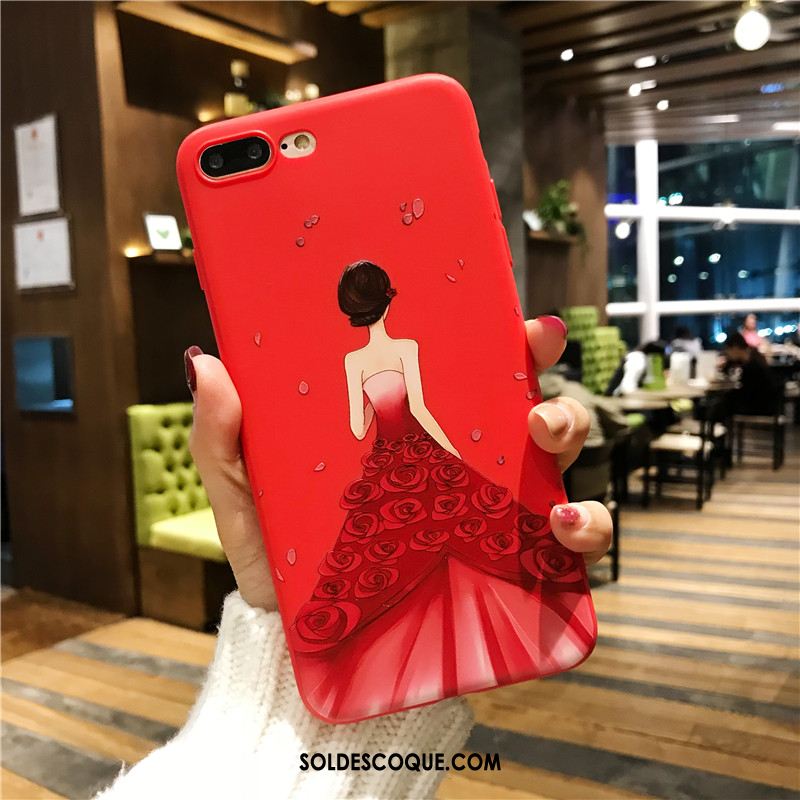 Coque iPhone 8 Plus Rouge Tout Compris Net Rouge Cou Suspendu Incassable En Ligne