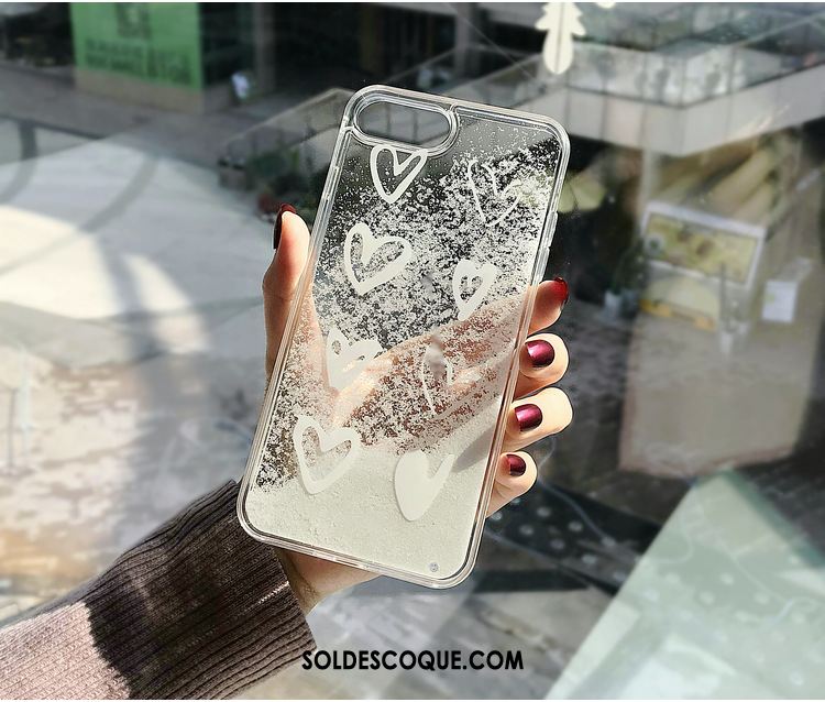 Coque iPhone 8 Plus Transparent Argent Quicksand Étui Créatif Soldes