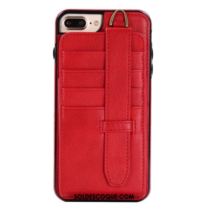 Coque iPhone 8 Plus Téléphone Portable Cou Suspendu Business Étui En Cuir Rouge Soldes