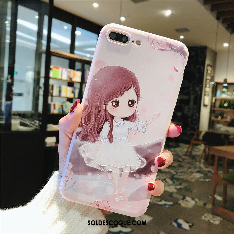 Coque iPhone 8 Plus Étui Dessin Animé Personnalité Créatif Rose Soldes