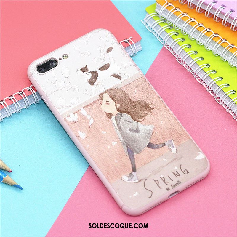 Coque iPhone 8 Plus Étui Dessin Animé Personnalité Créatif Rose Soldes