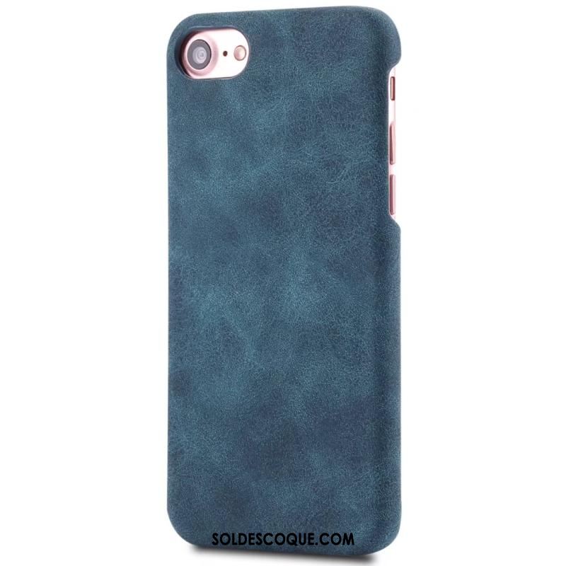 Coque iPhone 8 Plus Étui En Cuir Couvercle Arrière Délavé En Daim Cuir Véritable Gris Pas Cher