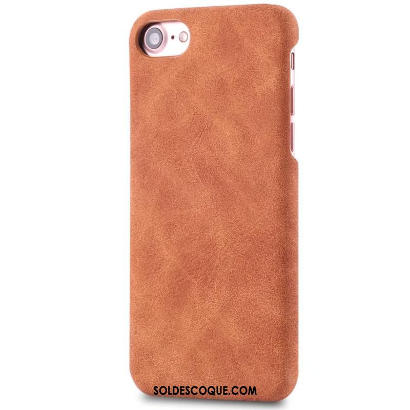 Coque iPhone 8 Plus Étui En Cuir Couvercle Arrière Délavé En Daim Cuir Véritable Gris Pas Cher