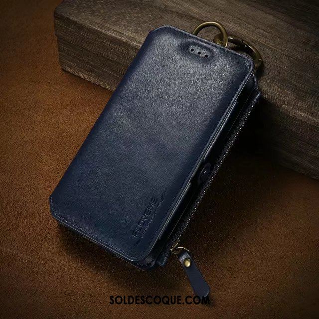 Coque iPhone 8 Plus Étui En Cuir Cuir Véritable Rouge Téléphone Portable Portefeuille Pas Cher