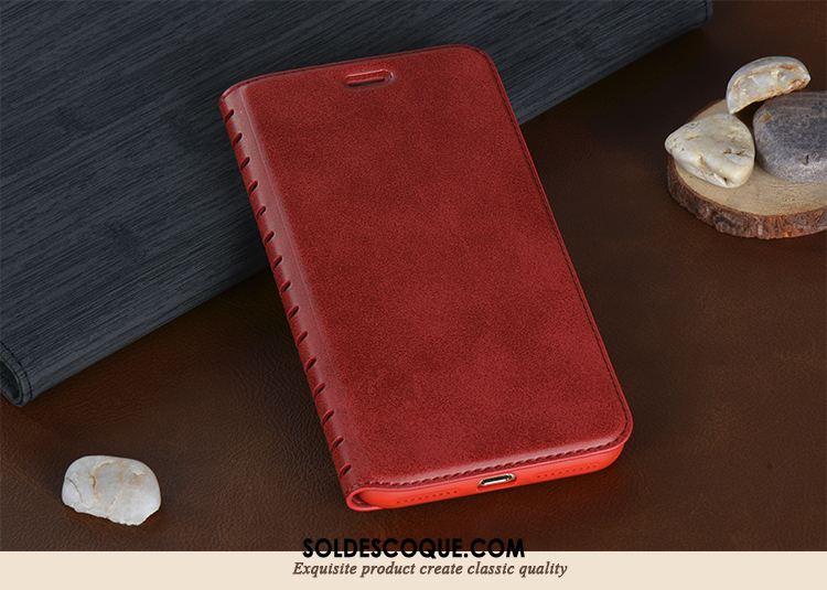 Coque iPhone 8 Plus Étui En Cuir Protection Téléphone Portable Incassable Rouge Pas Cher