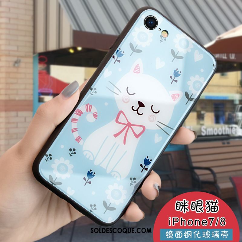 Coque iPhone 8 Téléphone Portable Marque De Tendance Dessin Animé Vert Chat France