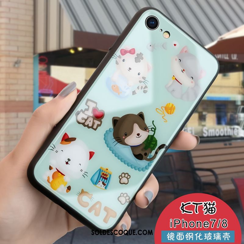 Coque iPhone 8 Téléphone Portable Marque De Tendance Dessin Animé Vert Chat France