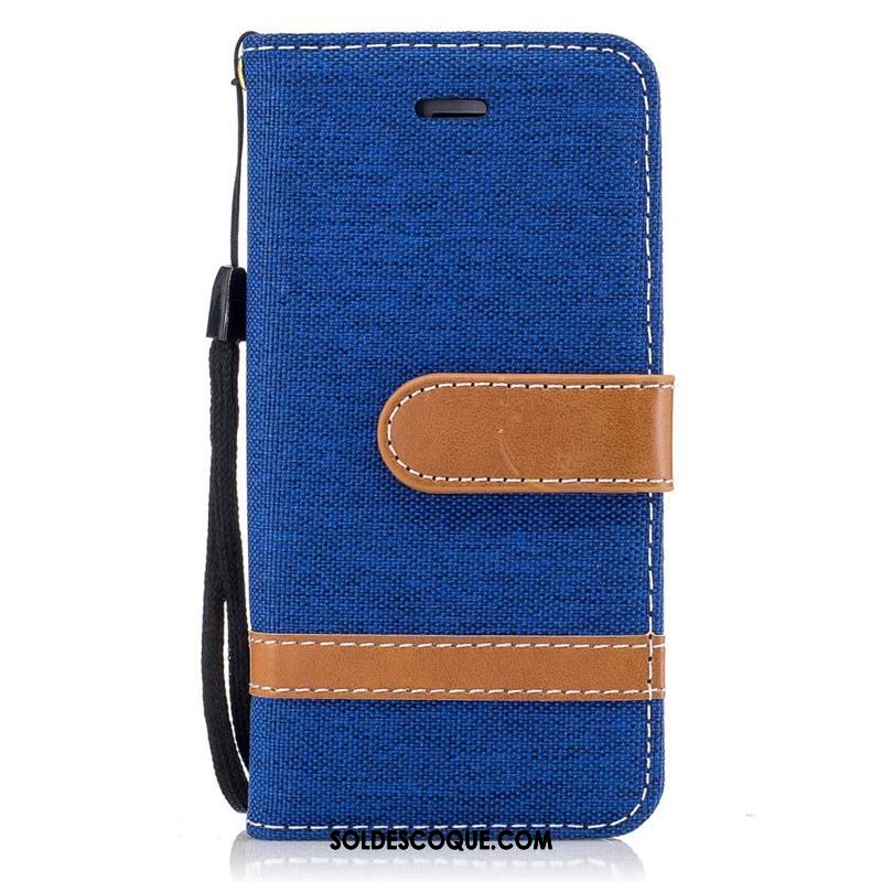 Coque iPhone Se 2020 Téléphone Portable Étui En Cuir Protection Portefeuille Bleu Soldes