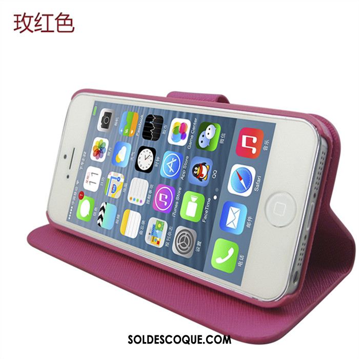 Coque iPhone Se Clamshell Téléphone Portable Rouge Étui En Cuir Protection En Ligne