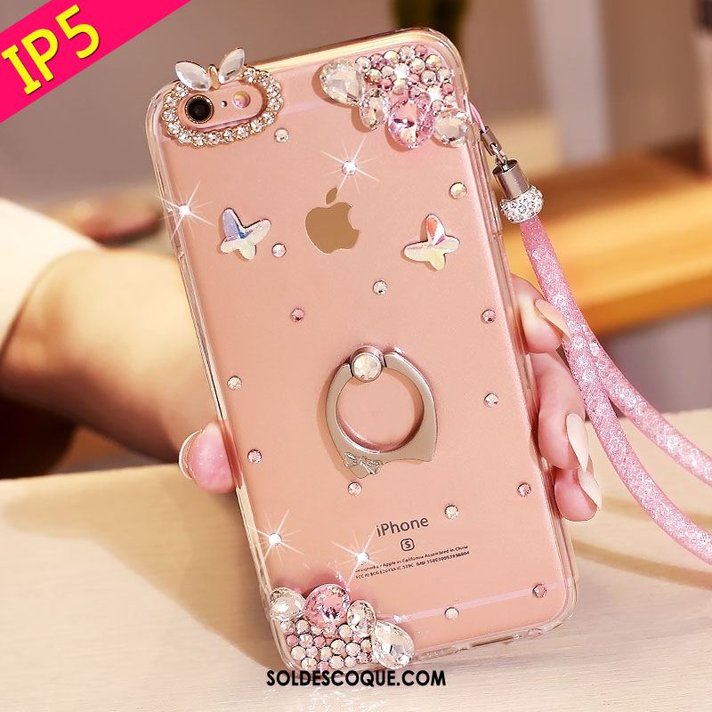 Coque iPhone Se Cristal Anneau Fluide Doux Transparent Téléphone Portable En Vente