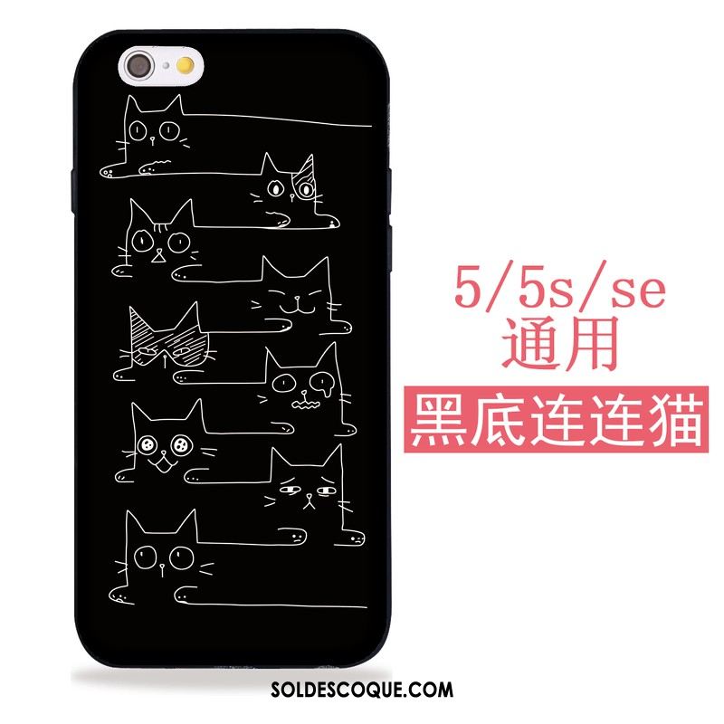 Coque iPhone Se Créatif Chat Tout Compris Étui Noir Housse En Ligne