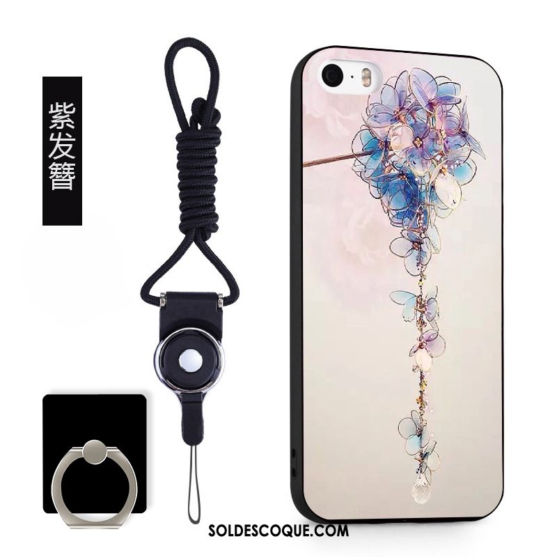 Coque iPhone Se Dessin Animé Violet Étui Protection Fluide Doux Soldes