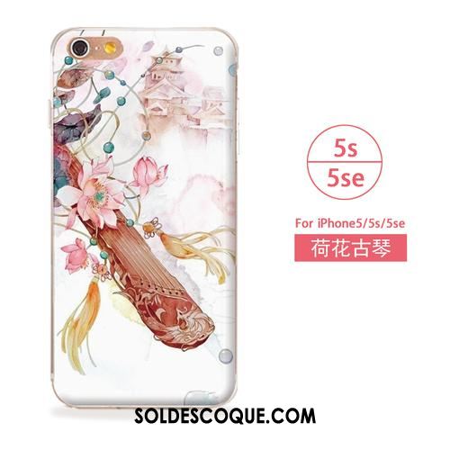 Coque iPhone Se Fluide Doux Étui Style Chinois Téléphone Portable Rouge Housse En Ligne