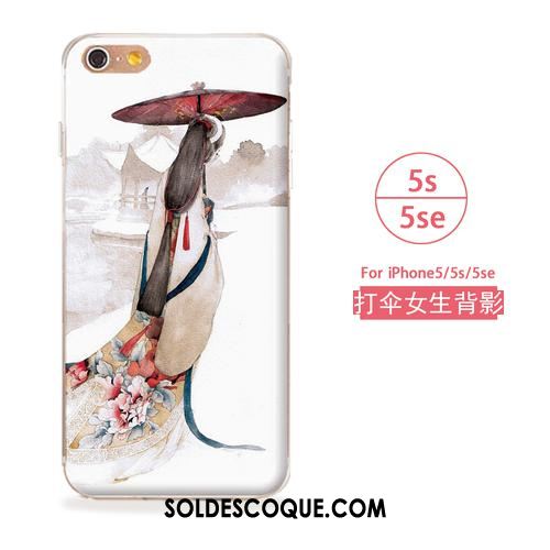 Coque iPhone Se Fluide Doux Étui Style Chinois Téléphone Portable Rouge Housse En Ligne