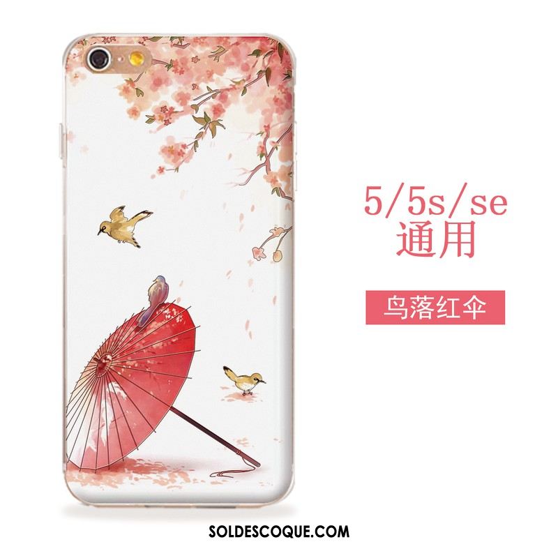 Coque iPhone Se Fluide Doux Étui Style Chinois Téléphone Portable Rouge Housse En Ligne