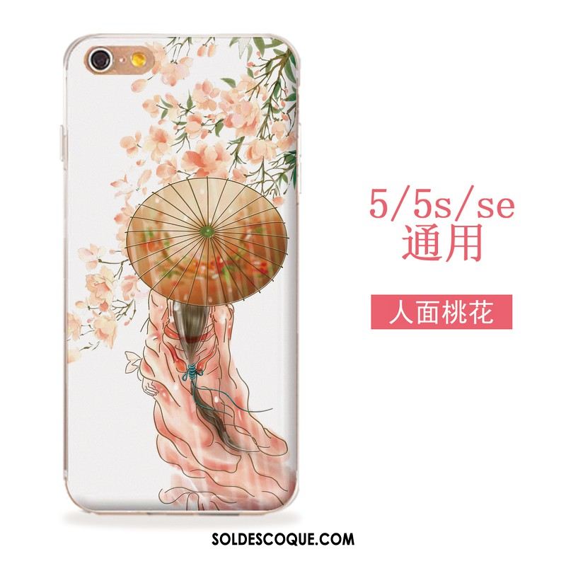 Coque iPhone Se Fluide Doux Étui Style Chinois Téléphone Portable Rouge Housse En Ligne