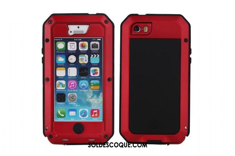 Coque iPhone Se Imperméable Trois Défenses Rouge Métal Sac En Ligne