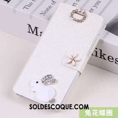 Coque iPhone Se Incassable Étui En Cuir Strass Protection Blanc Pas Cher