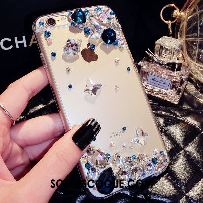 Coque iPhone Se Incruster Strass Téléphone Portable Fluide Doux Transparent Silicone Pas Cher