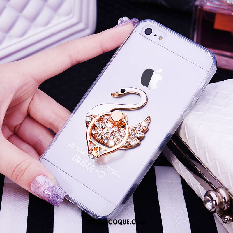 Coque iPhone Se Strass Silicone Protection Fluide Doux Anneau Housse France
