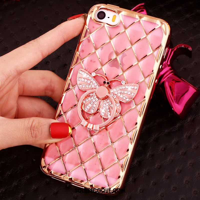 Coque iPhone Se Strass Silicone Protection Étui Or Pas Cher