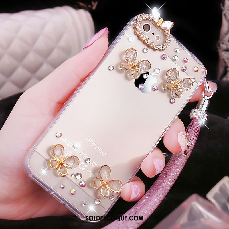 Coque iPhone Se Transparent Incassable Protection Strass Téléphone Portable Pas Cher