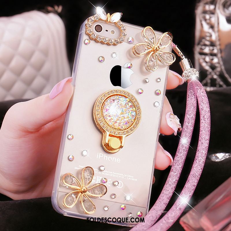 Coque iPhone Se Transparent Incassable Protection Strass Téléphone Portable Pas Cher