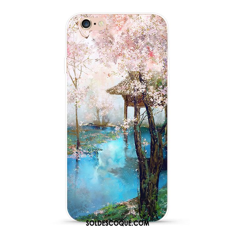 Coque iPhone Se Vent Bleu Style Chinois Fluide Doux Peinture À L'encre Soldes