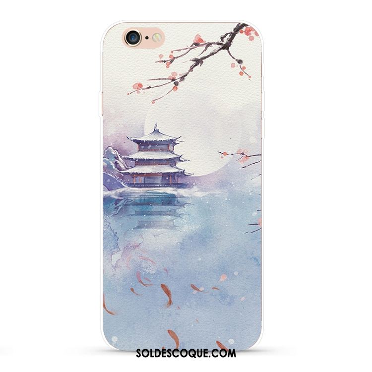 Coque iPhone Se Vent Bleu Style Chinois Fluide Doux Peinture À L'encre Soldes