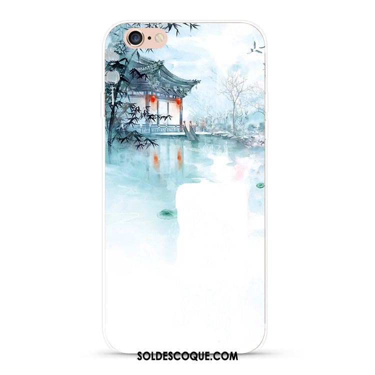 Coque iPhone Se Vent Bleu Style Chinois Fluide Doux Peinture À L'encre Soldes