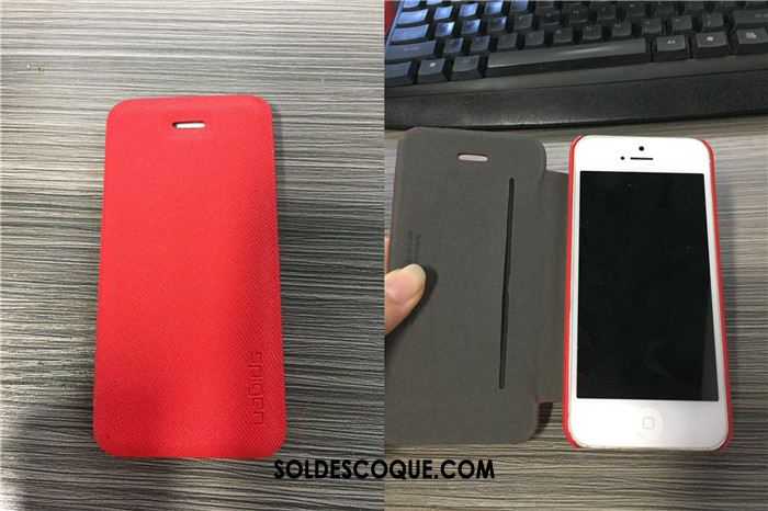 Coque iPhone Se Vert Une Agrafe Étui Étui En Cuir Tendance En Ligne