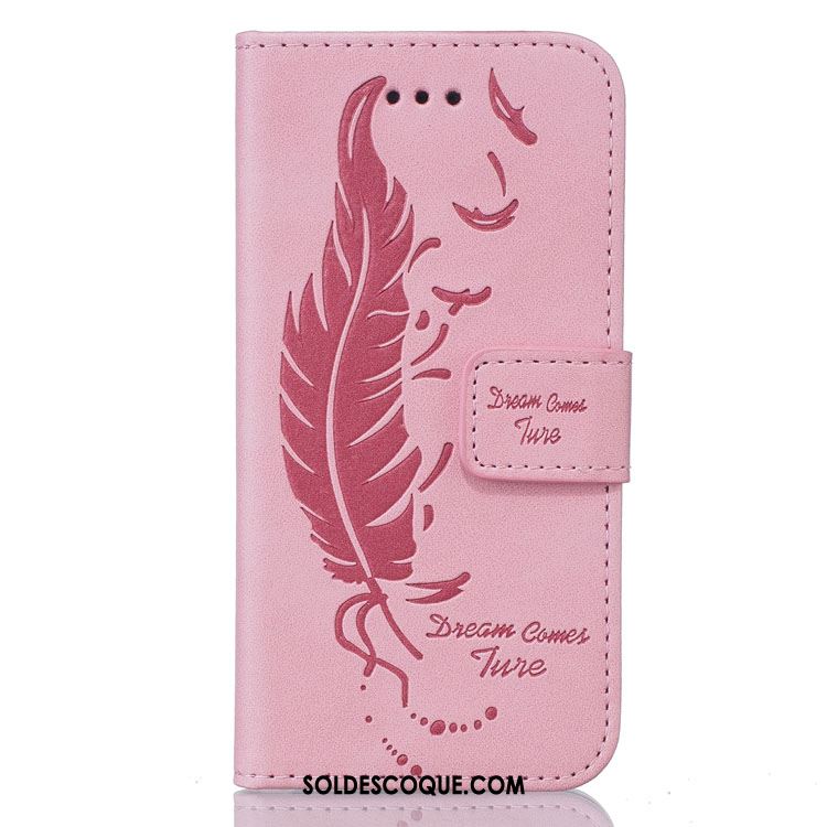 Coque iPhone Se Étui En Cuir En Relief Plume Protection Fluide Doux Housse Soldes