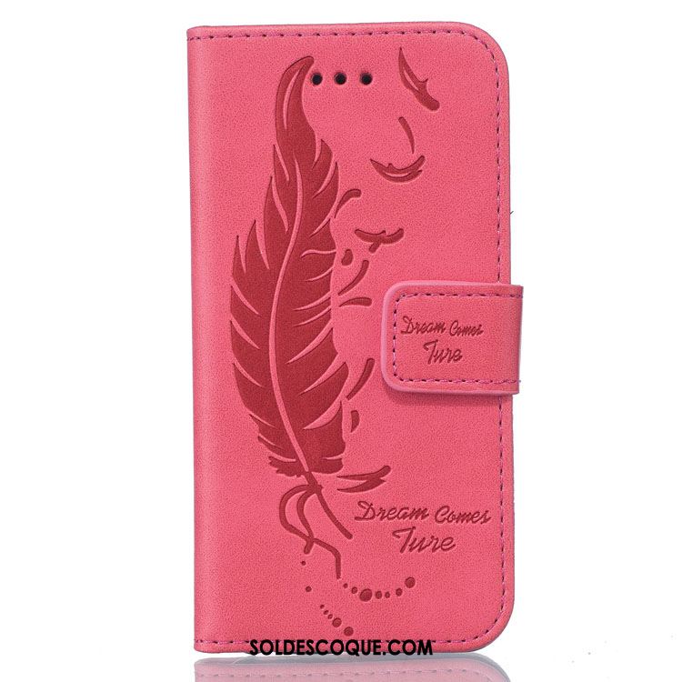 Coque iPhone Se Étui En Cuir En Relief Plume Protection Fluide Doux Housse Soldes